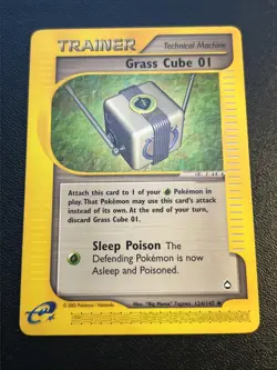 Grass Cube 01 124/147 LP Non Holo Aquapolis Pokemon Card! - Image 1