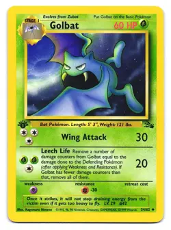 Golbat 34/62 Uncommon Fossil Pokemon 1st Edition LP - Image 1