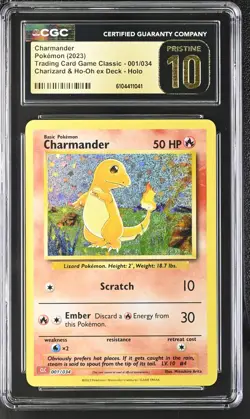 Pokemon 2023 Charmander Charizard & Ho-Oh ex Dck TCG Class. #001 CGC PRISTINE 10 - Image 1