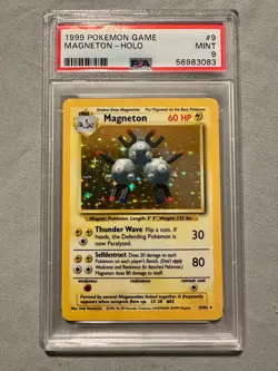 1999 Pokemon Base Set Unlimited Magneton Rare Holo #9 Mint PSA 9 - Image 1