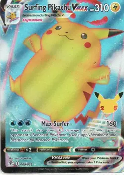 Pokemon: Celebrations: Holofoil Surfing Pikachu VMAX: Damaged Condition - Image 1