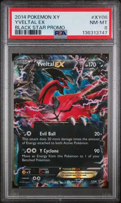 2014 POKEMON XY BLACK STAR PROMO #XY08 YVELTAL EX PSA 8 - Image 1