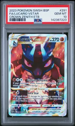 2023 POKEMON SWSH BLACK STAR PROMO #291 FULL ART/LUCARIO VSTAR PSA 10 - Image 1