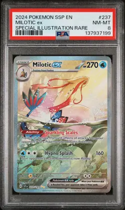 2024 POKEMON SSP EN-SURGING SPARKS SPECIAL ILLUSTRATION RARE MILOTIC EX PSA 8 - Image 1