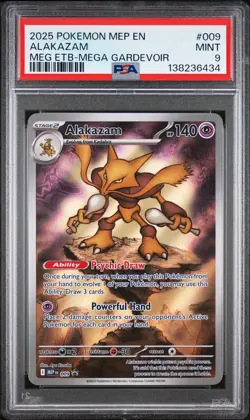 2025 POKEMON MEP EN-ME BLACK STAR PROMO #009 ALAKAZAM PSA 9 - Image 1