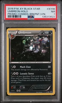 2016 POKEMON XY BLACK STAR PROMO COSMOS-BREAKPOINT 3 PACK UMBREON-HOLO PSA 7 - Image 1