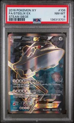 2016 POKEMON XY STEAM SIEGE #108 FULL ART/STEELIX EX PSA 8 - Image 1