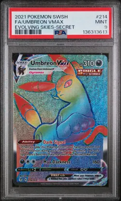 2021 POKEMON SWORD & SHIELD EVOLVING SKIES SECRET FULL ART/UMBREON VMAX PSA 9 - Image 1