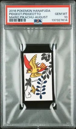 2016 POKEMON HANAFUDA MARIO PIKACHU AUGUST PIDGEOT/PIDGEOTTO PSA 10 - Image 1
