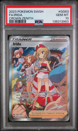 2023 POKEMON SWORD & SHIELD CROWN ZENITH #GG63 FULL ART/IRIDA PSA 10 - Image 1