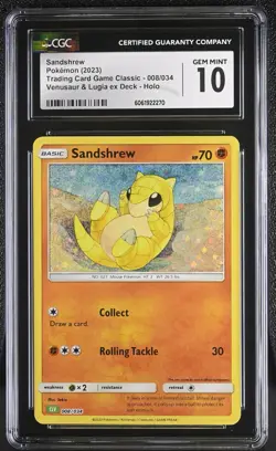 Pokemon 2023 Sandshrew Venusaur & Lugia ex Deck Holo TCG Classic #008 CGC 10 - Image 1
