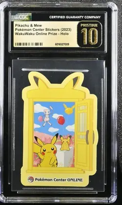 Pokemon Center Stickers 2023 Pikachu & Mew WakuWaku Online Prize CGC Pristine 10 - Image 1