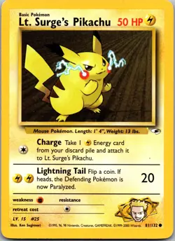 Lt. Surge's Pikachu 081/132 - Gym Heroes - NM Pokemon TCG - Image 1