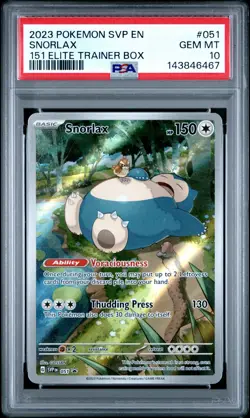 2023 POKEMON SVP EN-SV BLACK STAR PROMO 151 ELITE TRAINER BOX SNORLAX PSA 10 - Image 1
