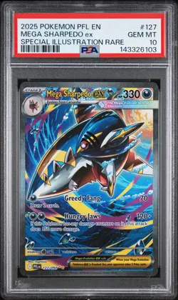 2025 POKEMON PHANTASMAL FLAMES SPECIAL ILLUSTRATION RARE MEGA SHARPEDO EX PSA 10 - Image 1
