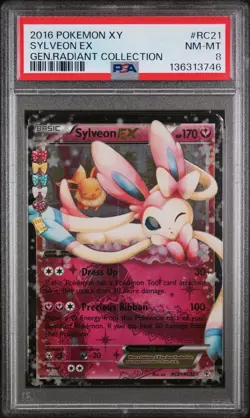 2016 POKEMON XY GENERATIONS RADIANT COLLECTION #RC21 SYLVEON EX PSA 8 - Image 1