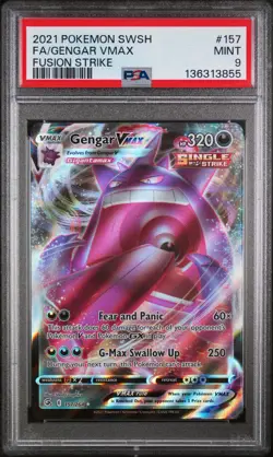 2021 POKEMON SWORD & SHIELD FUSION STRIKE #157 FULL ART/GENGAR VMAX PSA 9 - Image 1