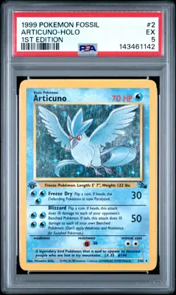 1999 POKEMON FOSSIL 1ST EDITION #2 ARTICUNO-HOLO PSA 5 - Image 1
