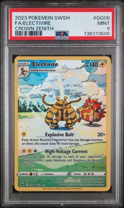 2023 POKEMON SWORD & SHIELD CROWN ZENITH #GG08 FULL ART/ELECTIVIRE PSA 9 - Image 1