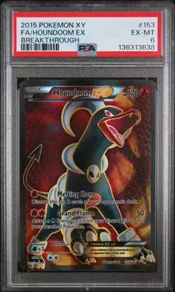 2015 POKEMON XY BREAKTHROUGH #153 FULL ART/HOUNDOOM EX PSA 6 - Image 1
