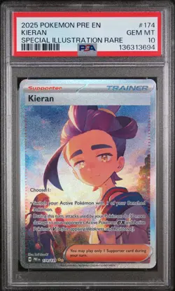 2025 POKEMON PRE EN-PRISMATIC EVOLUTIONS SPECIAL ILLUSTRATION RARE KIERAN PSA 10 - Image 1