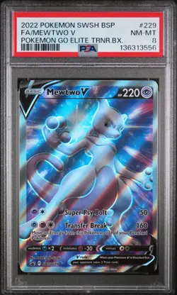 2022 POKEMON SWSH BLACK STAR PROMO #229 FULL ART/MEWTWO V PSA 8 - Image 1