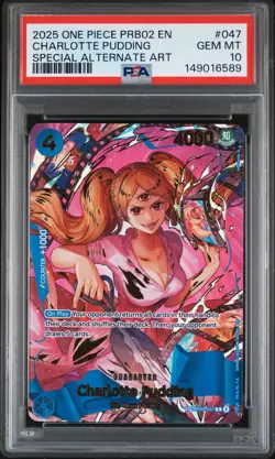 2025 ONE PIECE PREMIUM BOOSTER SPECIAL ALT ART #047 CHARLOTTE PUDDING PSA 10 - Image 1