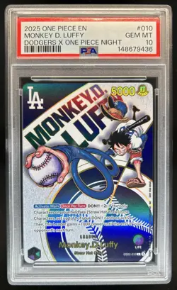 2025 One Piece X Los Angeles Dodgers Monkey D Luffy Promo #EB02-010 PSA 10 - Image 1