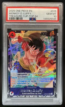 2025 One Piece Treasure Cup Top 64 Monkey D Luffy #OP12-015 PSA 10 - Image 1