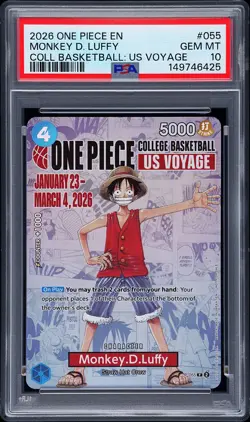 2026 ONE PIECE PROMOS COLLEGE BASKETBALL: US VOYAGE MONKEY D. LUFFY PSA 10 - Image 1
