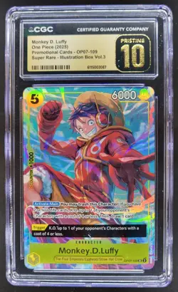 2025 One Piece Monkey D. Luffy Super Rare #OP07-109 CGC 10 Pristine TL3 - Image 1
