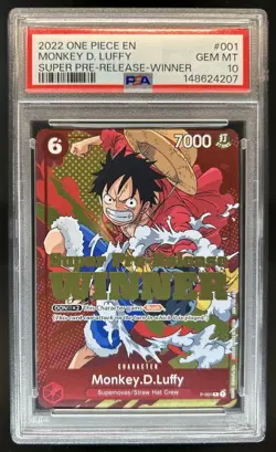 2022 One Piece Super Pre-Release Winner Monkey D Luffy #P-001 PSA 10 - Image 1
