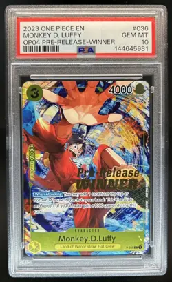 2023 One Piece OP04 Pre-Release Winner Monkey D Luffy #P-036 PSA 10 - Image 1
