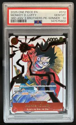 2025 One Piece 3rd Ann Tournament Monkey D. Luffy Promos Winner #ST01-012 PSA 10 - Image 1