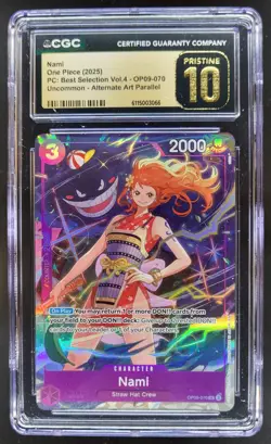 2025 One Piece Best Selection Vol.4 Nami Alt Art #OP09-070 CGC 10 Pristine TL3 - Image 1