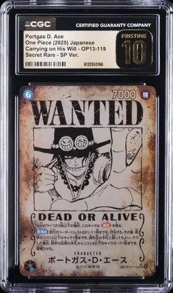 2025 ONE PIECE JPN CARRYING ON HIS WILL WANTED AA PORTGAS D. ACE CGC 10 PRISTINE - Image 1