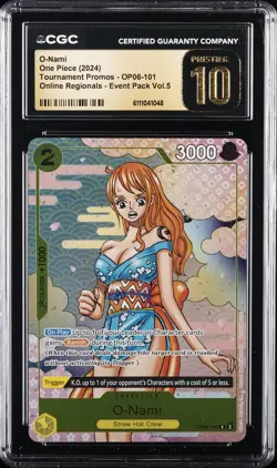 2024 ONE PIECE TOURNAMENT EVENT PACK VOL4 PROMO #OP06-101 O-NAMI CGC 10 PRISTINE - Image 1