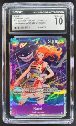 2025 One Piece Best Selection Vol.4 Nami Alt Art #OP09-070 CGC 10 TL3 - Image 1