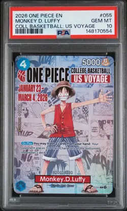 2026 ONE PIECE PROMOS COLLEGE BASKETBALL: US VOYAGE MONKEY D. LUFFY PSA 10 - Image 1