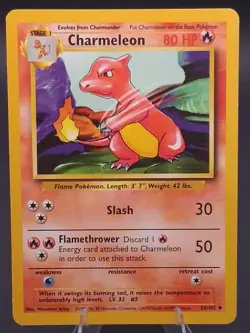 Charmeleon 24/102 Base Set Unlimited Uncommon Vintage 1999 WOTC Pokemon Card LP - Image 1