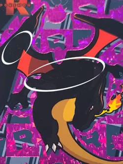 Pokemon, PERU, Shiny Charizard, Team Rocket Card Database, Purple Holo, LP - Image 3