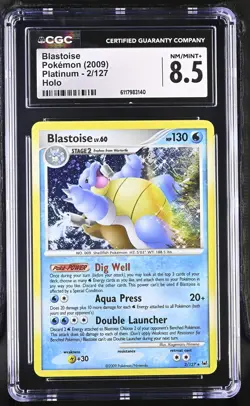 CGC 8.5 Blastoise 2009 Platinum 2/127 Holo Pokemon Card - Image 1