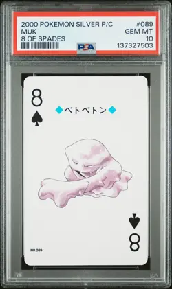 2000 POKEMON SILVER VERSION PLAYING CARDS 8 OF SPADES #089 MUK PSA 10 - Image 1