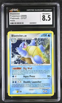 CGC 8.5 Blastoise 2/127 Holo Platinum Pokemon Card - Image 1