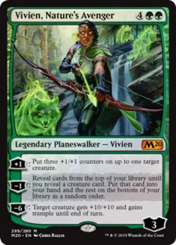 MTG Vivien, Nature's Avenger - Foil, Core Set 2020, Moderately Played, English - Image 1