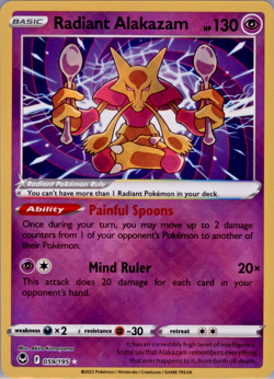 Radiant Alakazam #59/159 Radiant Rare Silver Tempest Pokemon 2022 NM - Image 1