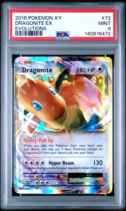 2016 POKEMON XY EVOLUTIONS #72 DRAGONITE EX PSA 9 - Image 1