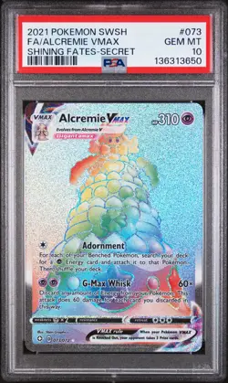2021 POKEMON SWORD & SHIELD SHINING FATES SECRET FULL ART/ALCREMIE VMAX PSA 10 - Image 1
