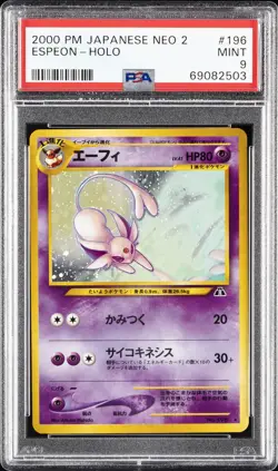 2000 POKEMON JPN NEO 2 #196 ESPEON-HOLO PSA 9 - Image 1
