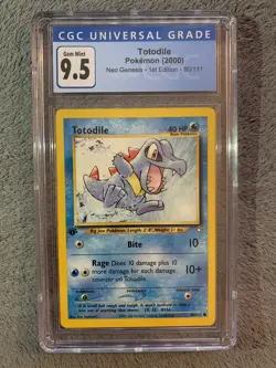 2000 Pokemon 1st Edition Totodile 80/111 Neo Genesis CGC 9.5 (PSA BGS) NM/MINT+ - Image 1